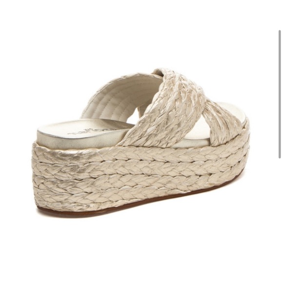 NWT J/SLIDES QUIVER Light Gold Raffia Sandal - Picture 3 of 14
